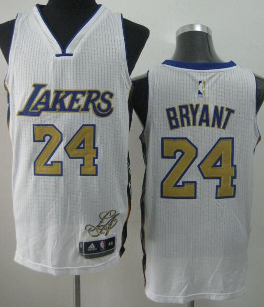 Los Angeles Lakers 24 Kobe Bryant White Revolution 30 NBA Jerseys Gold Number Cheap