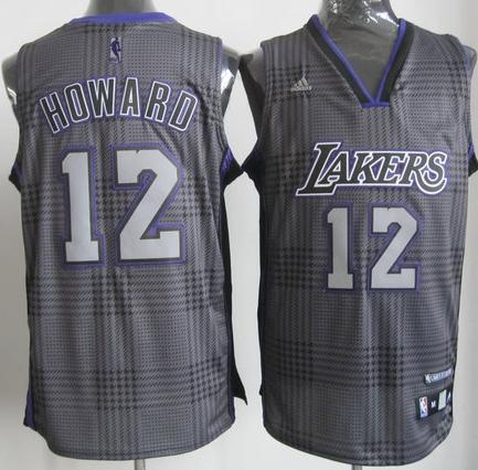 Los Angeles Lakers 12# Dwight Howard Grey Rhythm Fashion Swingman Jersey Cheap
