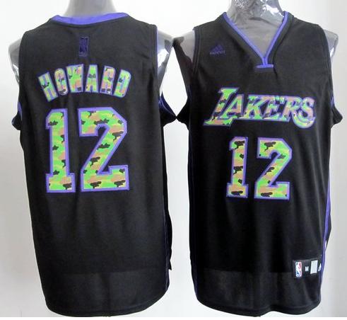 Los Angeles Lakers 12# Dwight Howard Black Revolution 30 Swingman NBA Jerseys Camo Number Cheap