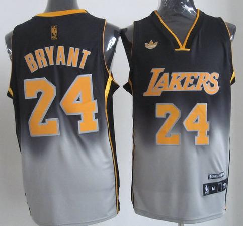 Los Angeles Lakers 24 Kobe Bryant Black Grey Revolution 30 Swingman NBA Jerseys Cheap