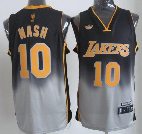 Los Angeles Lakers 10 Steve Nash Black Grey Revolution 30 Swingman NBA Jerseys Cheap