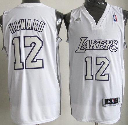 Los Angeles Lakers 12 Howard White Revolution 30 Swingman NBA Jersey Silver Number Christmas Style Cheap