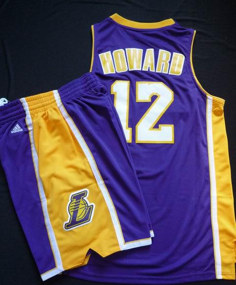 Los Angeles Lakers 12# Dwight Howard Purple Revolution 30 Swingman NBA Jersey & Shorts Suit Cheap