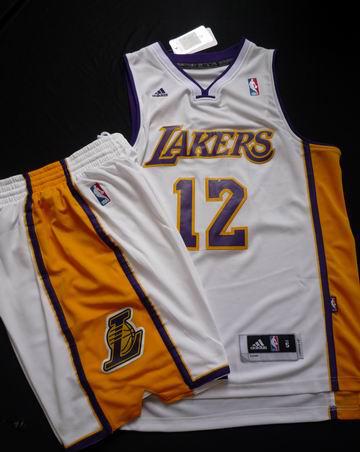 Los Angeles Lakers 12# Dwight Howard White Revolution 30 Swingman NBA Jersey & Shorts Suit Cheap