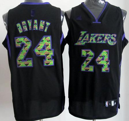 Los Angeles Lakers 24 Kobe Bryant Black Revolution 30 Swingman NBA Jerseys Camo Number Cheap