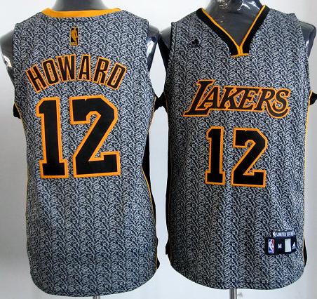 Los Angeles Lakers 12# Dwight Howard Grey Static Fashion Swingman NBA Jersey Cheap