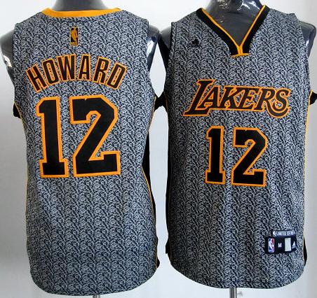 Los Angeles Lakers 12# Dwight Howard Grey Static Fashion Swingman NBA Jersey