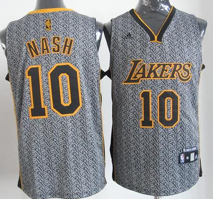 Los Angeles Lakers 10 Steve Nash Grey Static Fashion Swingman NBA Jersey