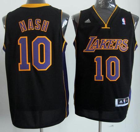 Los Angeles Lakers 10 Steve Nash Black Revolution 30 Swingman NBA Jerseys Purple Number