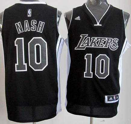 Los Angeles Lakers 10 Steve Nash Black Revolution 30 Swingman NBA Jerseys White Number Cheap