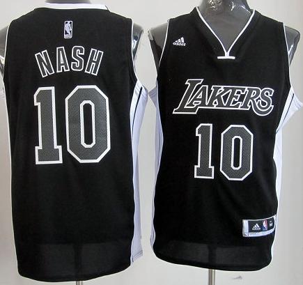 Los Angeles Lakers 10 Steve Nash Black Revolution 30 Swingman NBA Jerseys White Number