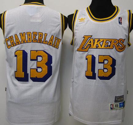 Los Angeles Lakers 13 Chamberlain White Throwback NBA Jerseys Cheap