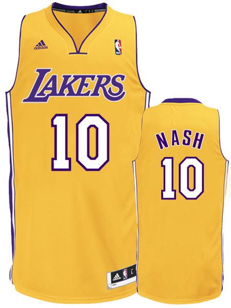 Los Angeles Lakers 10 Steve Nash Yellow Revolution 30 Swingman NBA Jerseys Cheap
