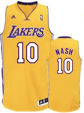 Los Angeles Lakers 10 Steve Nash Yellow NBA Jerseys Cheap
