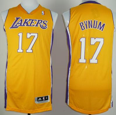 Revolution 30 Los Angeles Lakers 17 Andrew Bynum Yellow NBA Jerseys Cheap