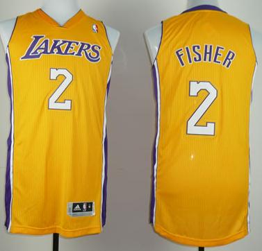 Revolution 30 Los Angeles Lakers 2 Derek Fisher Yellow NBA Jerseys Cheap