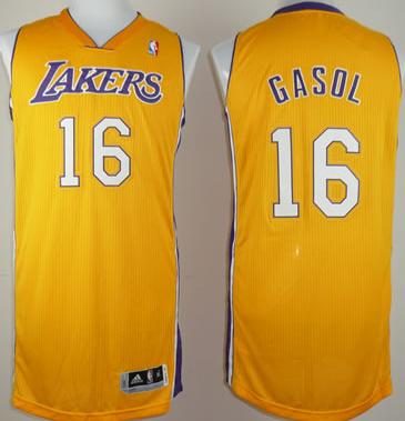 Revolution 30 Los Angeles Lakers 16 Pau Gasol Yellow NBA Jerseys Cheap