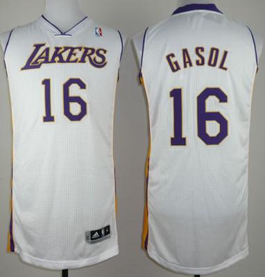 Revolution 30 Los Angeles Lakers 16 Pau Gasol White NBA Jerseys Cheap