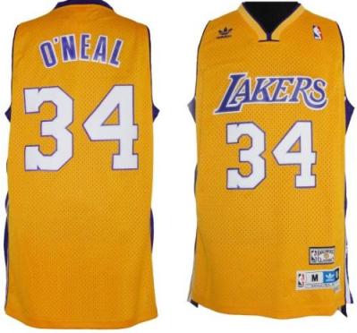 Los Angeles Lakers 34 Shaquille O'Neal Soul Swingman Yellow Jersey Cheap