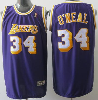 Los Angeles Lakers 34 Shaquille O'Neal Purple Jerseys Cheap