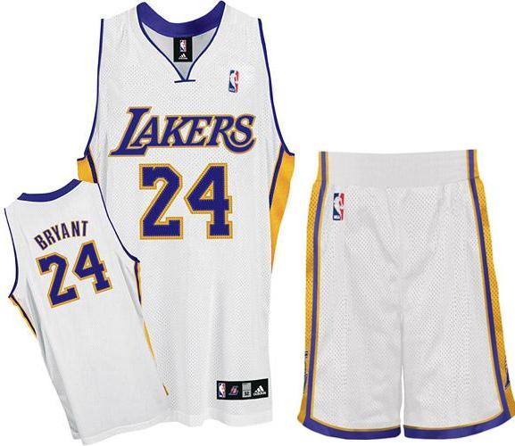 Los Angeles Lakers 24 Kobe Bryant White Revolution 30 Swingman Jersey & Shorts Suit Cheap