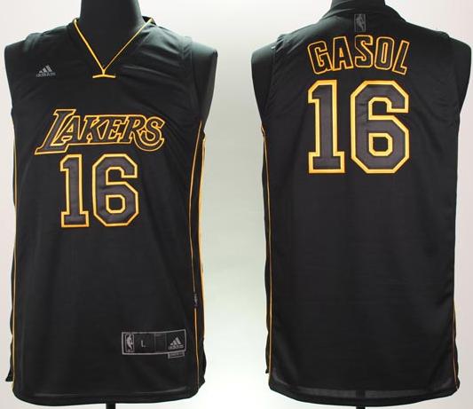 Los Angeles Lakers 16 GASOL Black Swingman Jersey Cheap