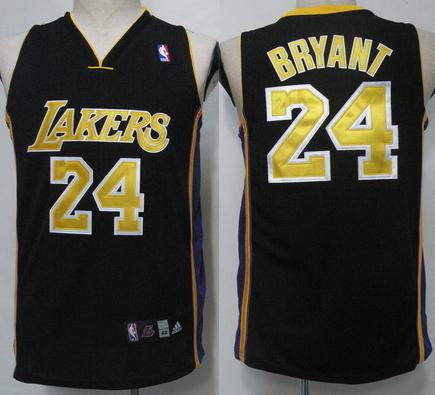Los Angeles Lakers 24 Bryant Black Jersey Gold Number Cheap