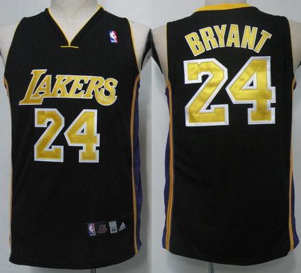 Los Angeles Lakers 24 Bryant Black Jersey Gold Number