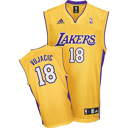 Los Angeles Lakers 18 Vujacic Yellow Jersey