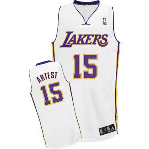 Los Angeles Lakers 15 Artest White Jersey Cheap