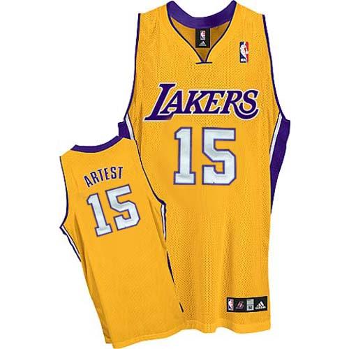 Los Angeles Lakers 15 Artest Yellow Jersey