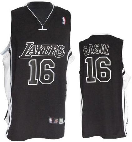 Los Angeles Lakers 16 Gasol Black Jersey Cheap