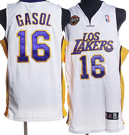 Los Angeles Lakers 16 Gasol White Noche Latina Jersey Cheap
