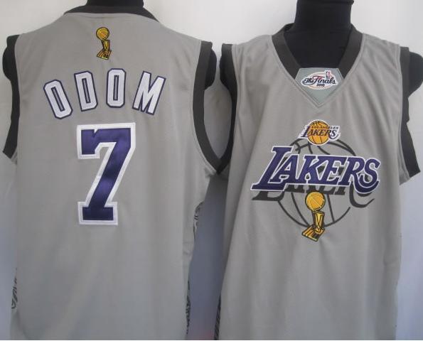 Los Angeles Lakers 7 Lamar Odom Grey 2010 Finals Commemorative Jersey Cheap