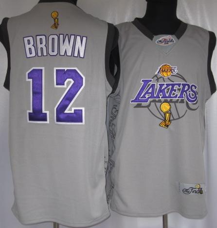 Los Angeles Lakers 12 Shannon Brown Grey 2010 Finals Commemorative Jersey Cheap
