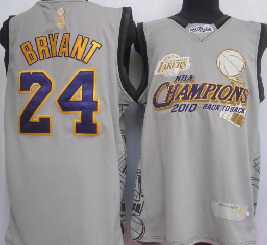 Los Angeles Lakers 24 Kobe Bryant Grey 2010 Finals Champions Jersey Cheap