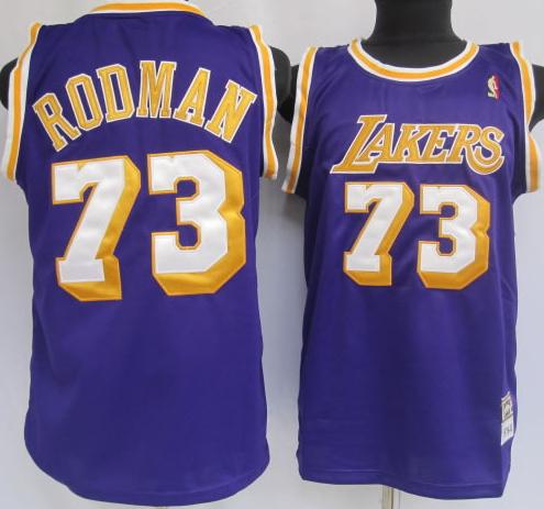 Los Angeles Lakers 73 Rodman Purple Jersey Cheap
