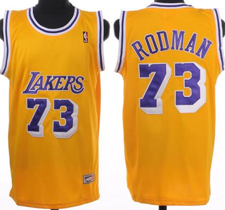 Los Angeles Lakers 73 Rodman Yellow Jersey Cheap