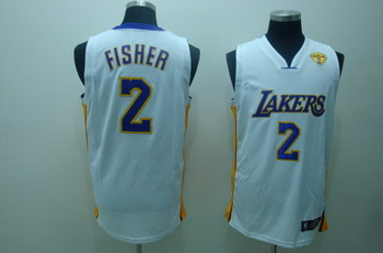 Los Angeles Lakers 2 Fisher White Jerseys with 2010 Finals Cheap