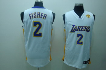 Los Angeles Lakers 2 Fisher White Jerseys with 2010 Finals