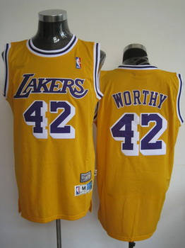 Los Angeles Lakers 42 Worthy Yellow Swingman Jerseys Cheap