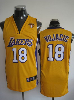 Los Angeles Lakers 18 Vujacic Yellow Jerseys with 2010 Finals Cheap