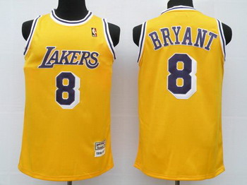 Los Angeles Lakers 8 Bryant Yellow Swingman Jerseys Cheap