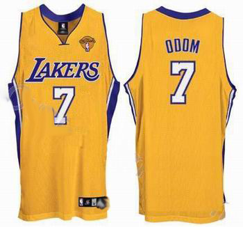Los Angeles Lakers 7 Lamar Odom Yellow Jersey with 2010 Finals Cheap