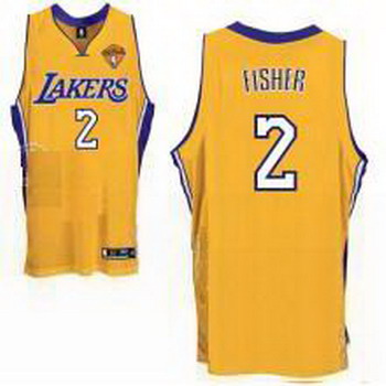 Los Angeles Lakers 2 Derek Fisher Stitched Yellow Jersey 2010 Finals Jersey Cheap