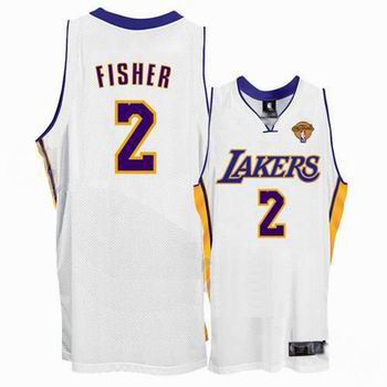 Los Angeles Lakers 2 Derek Fisher Stitched White 2010 Finals Jersey Cheap