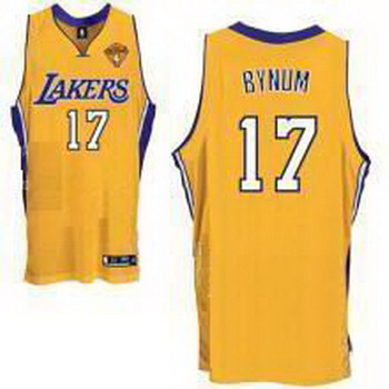 Los Angeles Lakers 17 Andrew Bynum Stitched Yellow Jersey 2010 Finals Cheap