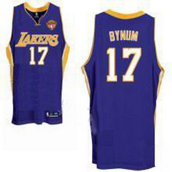 Los Angeles Lakers 17 Andrew Bynum Stitched Purple 2010 Finals Jersey Cheap