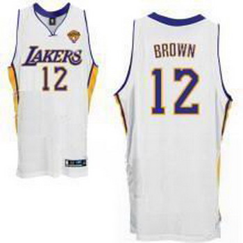Los Angeles Lakers 12 Shannon Brown Stitched White 2010 Finals Jersey Cheap