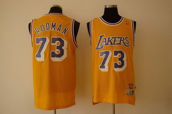 Los Angeles Lakers 73 RODMAN yellow SWINGMAN jerseys Cheap